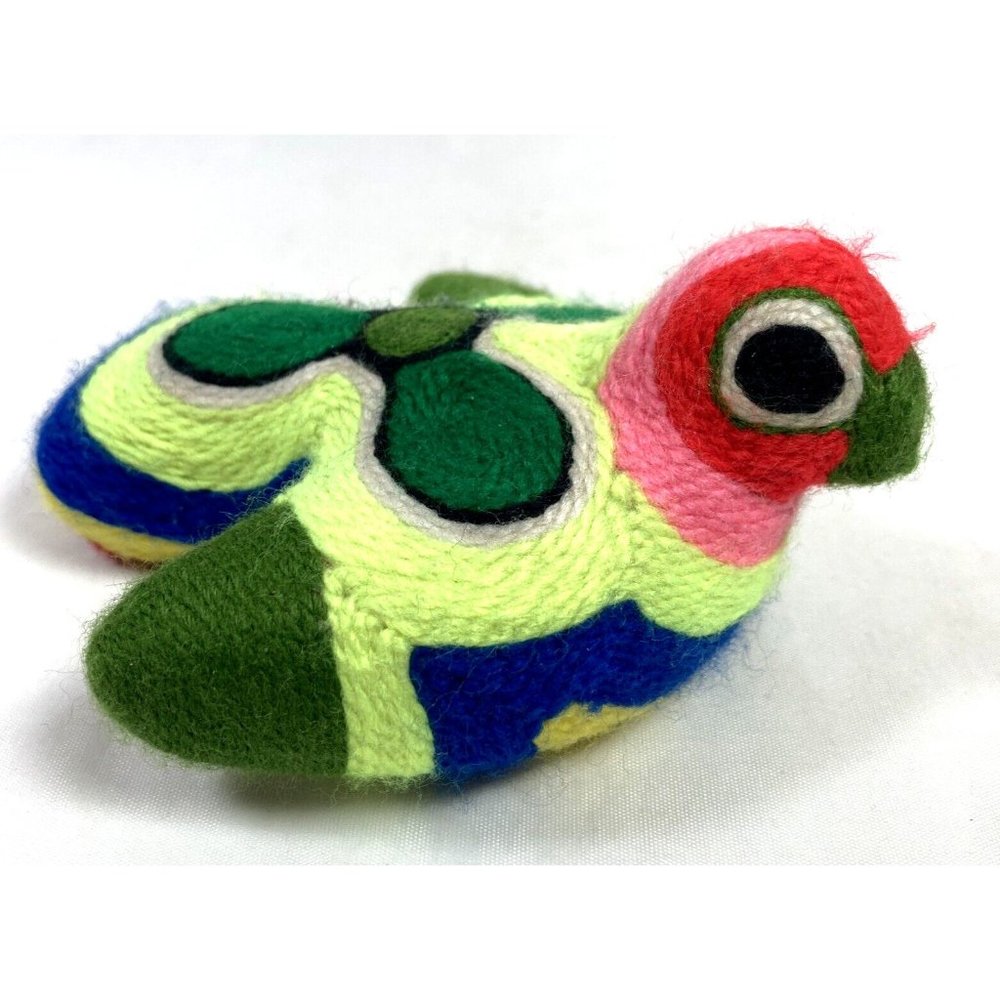 Huichol Yarn Art Yellow Bird Handmade Figure Mexico Sculpture Vintage Folk Art